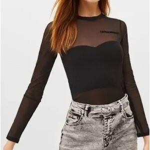 Black top with mesh sleeves - Bershka - size S